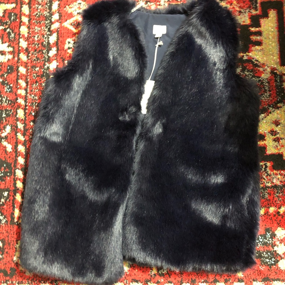 Navy Faux Fur Vest